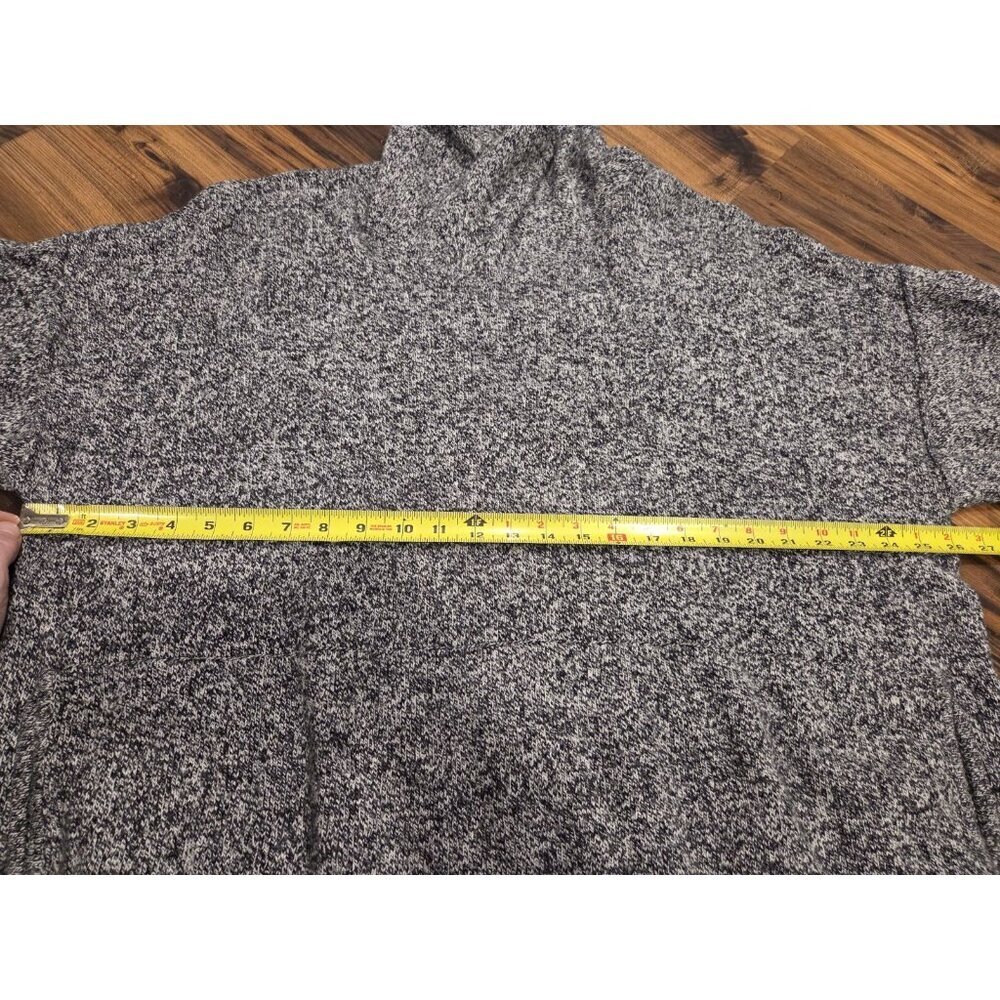 J. Jill Pure Jill Kimono Sweater XL Gray Marled Cowl Neck Drawstring Hem Pocket - Picture 6 of 8